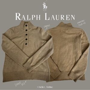 Ralph Lauren Tan Turtleneck Sweater Cozy Wool Blend